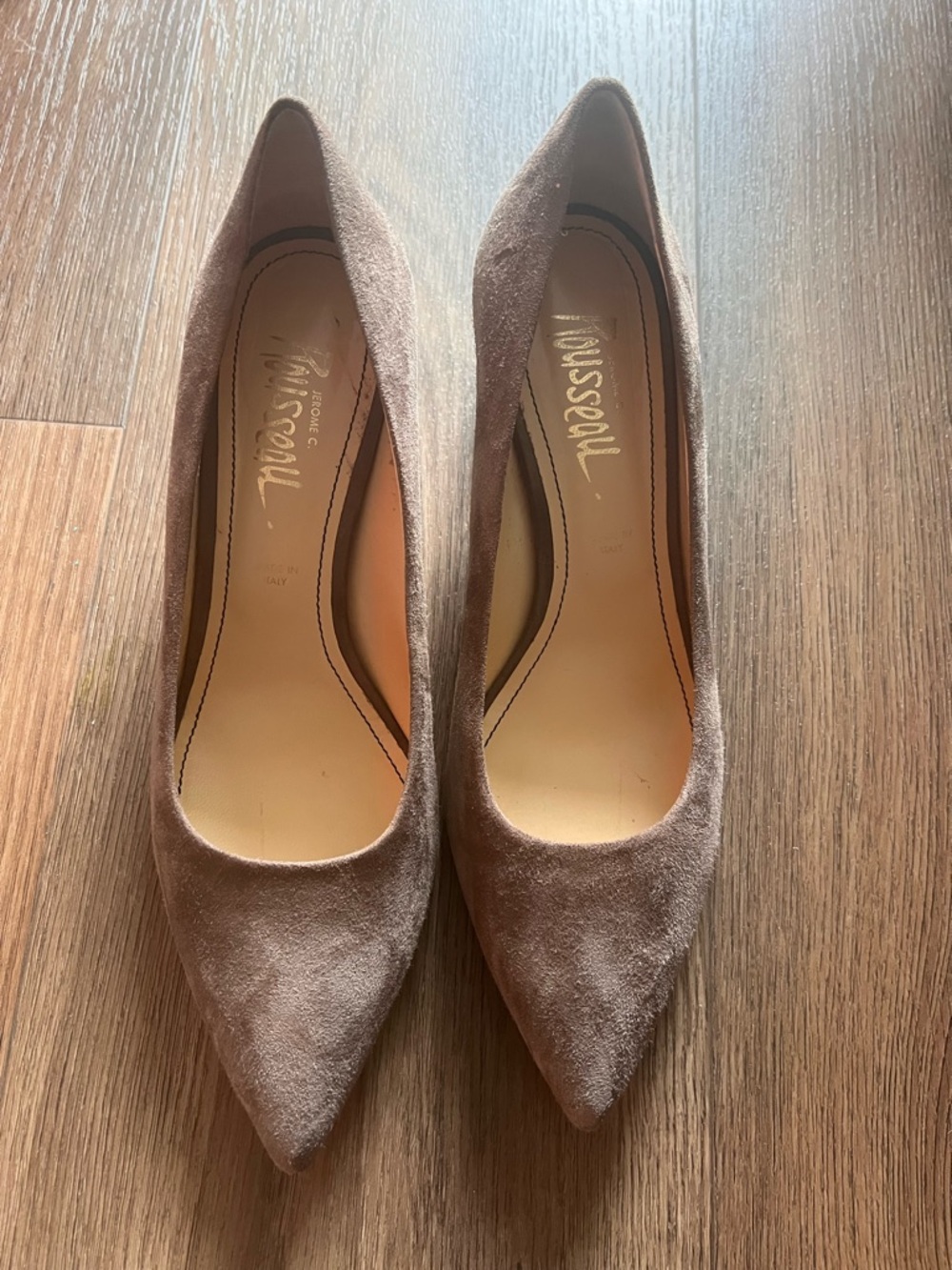 Italian Massimo Taupe Suede Pointed-Toe Pumps, gently worn size 39
